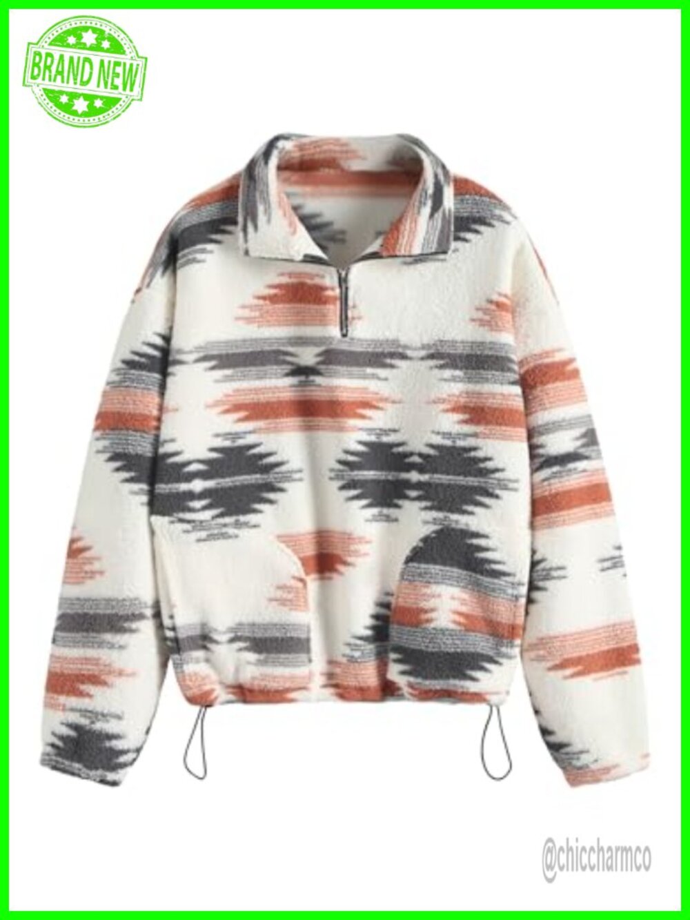 Faux Fur Half Zip Crop Sweatshirt Long Sleeve Pullover Top